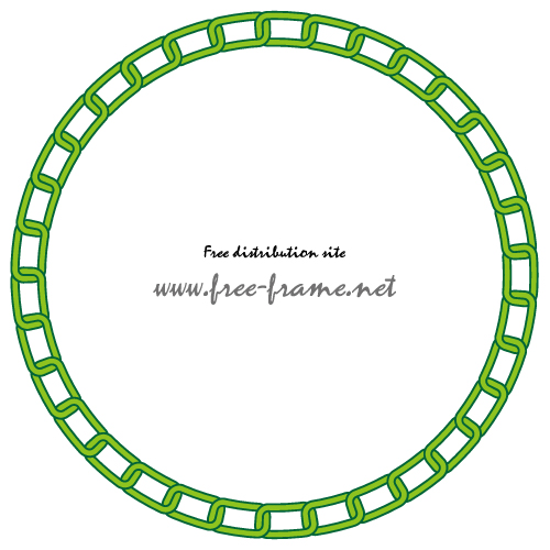 緑色の鎖が連なる円形フレーム・枠