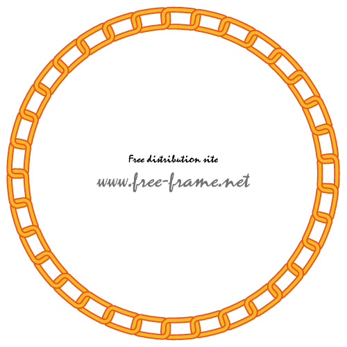 オレンジ色の鎖が連なる円形フレーム・枠