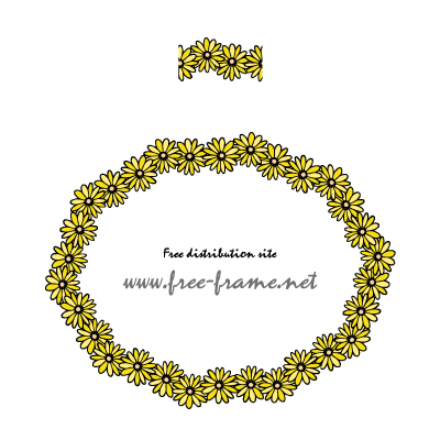 花のイラストの円形フレーム・枠用のイラレパターンブラシ