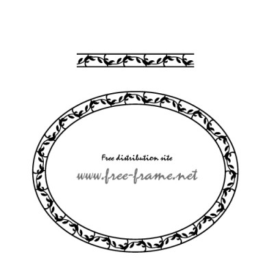 草のモチーフの円形フレーム・枠用のイラレパターンブラシ