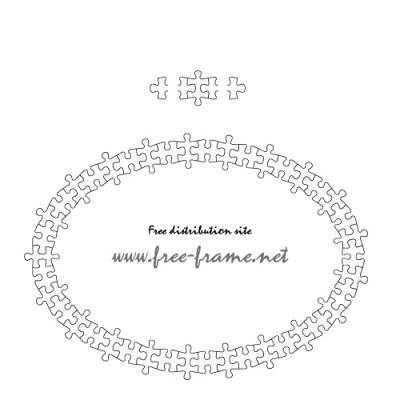 ジグソーパズルのイラストの円形フレーム・枠用のイラレパターンブラシ