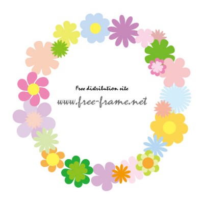 花のイラストを使った丸型フレーム 無料 商用可能 枠 フレーム素材配布サイト