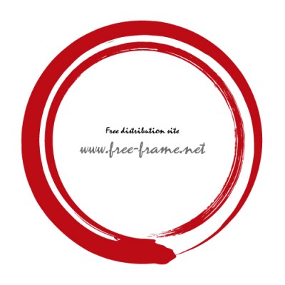 毛筆で書かれた赤色の二重丸枠フレーム素材 無料 商用可能 枠 フレーム素材配布サイト