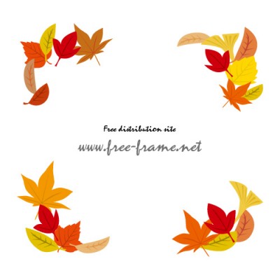 秋らしい色づいた葉っぱのイラスト コーナーフレーム 無料 商用可能 枠 フレーム素材配布サイト