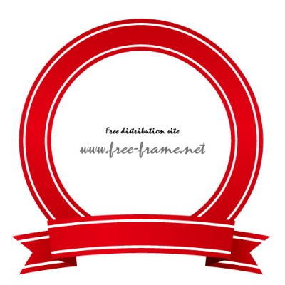 赤いリボンイラストの円形フレーム 枠 無料 商用可能 枠 フレーム素材配布サイト