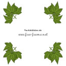 緑色の楓の葉っぱイラストの四隅フレーム・枠