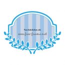 青色の蔦のイラスト付きラベルフレーム・枠