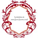 赤色のダマスク調オーバルフレーム・枠